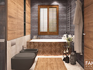 KLIMATYCZNY WILANÓW - Średnia z punktowym oświetleniem łazienka z oknem, styl nowoczesny - zdjęcie od FAMM DESIGN