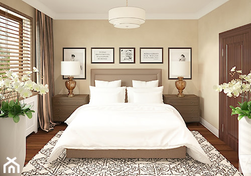 ŁOWICZ PO AMERYKAŃSKU - Średnia beżowa sypialnia, styl tradycyjny - zdjęcie od FAMM DESIGN