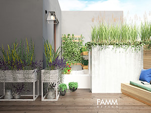 LOFT LOVE - Średni z meblami ogrodowymi z donicami na kwiaty taras z tyłu domu, styl industrialny - zdjęcie od FAMM DESIGN