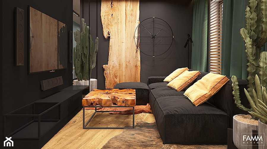 LUBLIN PO MOJEMU - Mały czarny salon, styl industrialny - zdjęcie od FAMM DESIGN