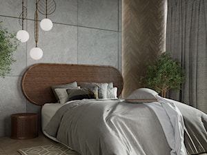 BOHO SYPIALNIA - Średnia beżowa szara sypialnia, styl nowoczesny - zdjęcie od FAMM DESIGN