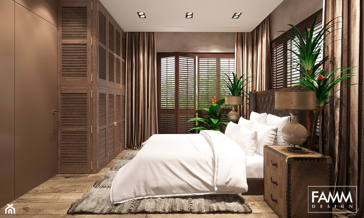 INSPIRACJE KOLONIALNE - Średnia brązowa sypialnia, styl nowoczesny - zdjęcie od FAMM DESIGN - Homebook