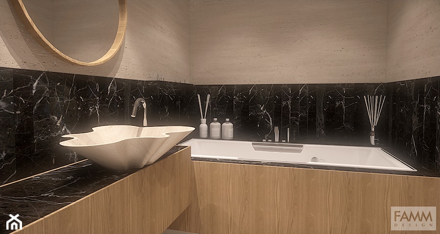 NA PODKARPACIU - Mała bez okna z lustrem łazienka, styl minimalistyczny - zdjęcie od FAMM DESIGN