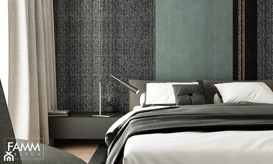 WORONICZA - Mała czarna szara sypialnia, styl minimalistyczny - zdjęcie od FAMM DESIGN