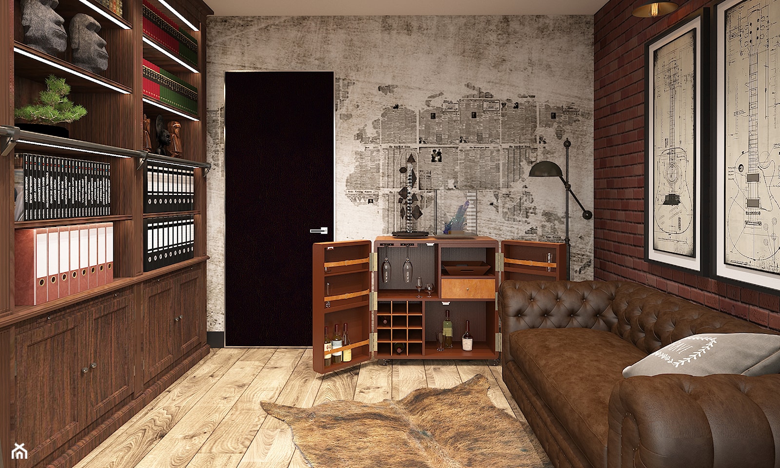 INSPIRACJE KOLONIALNE - Duże w osobnym pomieszczeniu z sofą beżowe brązowe biuro, styl nowoczesny - zdjęcie od FAMM DESIGN - Homebook