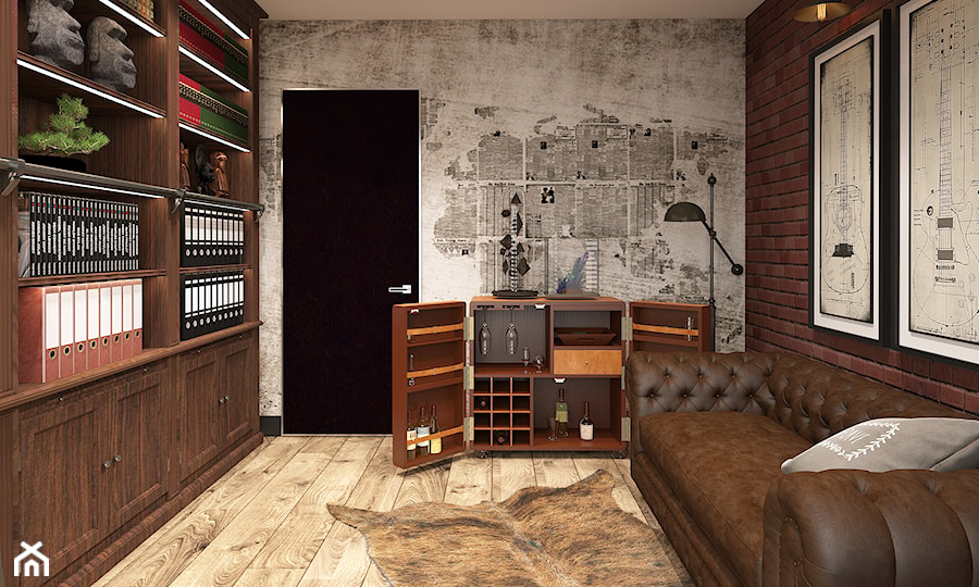 INSPIRACJE KOLONIALNE - Duże w osobnym pomieszczeniu z sofą beżowe brązowe biuro, styl nowoczesny - zdjęcie od FAMM DESIGN