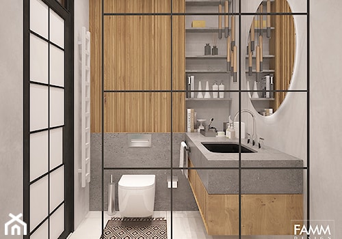 INDUSTRIALNY MINIMAL - Mała bez okna z lustrem łazienka, styl industrialny - zdjęcie od FAMM DESIGN