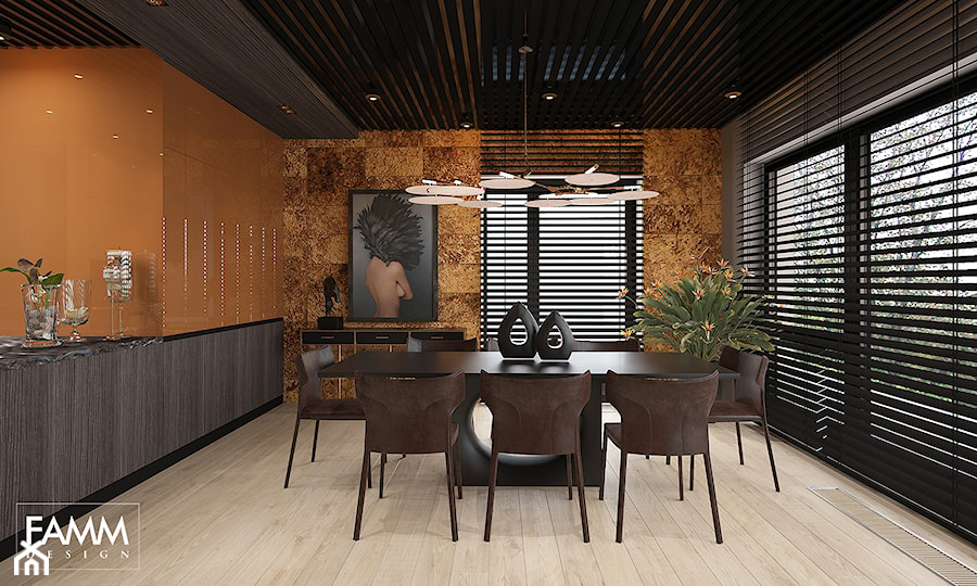 ELEGANCKI TORUŃ - Duża pomarańczowa jadalnia jako osobne pomieszczenie, styl nowoczesny - zdjęcie od FAMM DESIGN