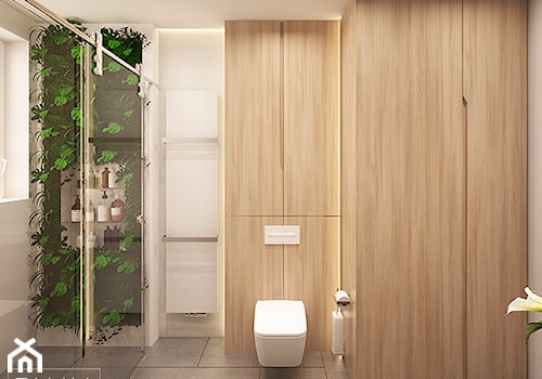 W NEUTRALNYCH BARWACH - Średnia z punktowym oświetleniem łazienka z oknem, styl minimalistyczny - zdjęcie od FAMM DESIGN