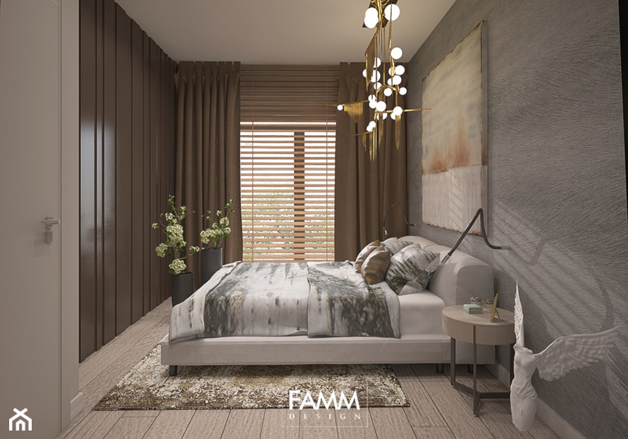 SZCZECIN POD WYNAJEM - Średnia brązowa szara sypialnia, styl nowoczesny - zdjęcie od FAMM DESIGN