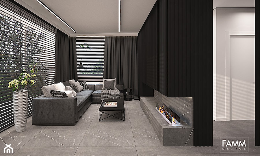 BLACK & WHITE - Salon, styl minimalistyczny - zdjęcie od FAMM DESIGN