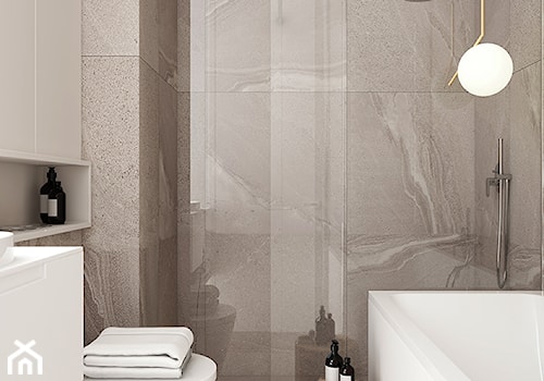WORONICZA - Mała bez okna z marmurową podłogą łazienka, styl nowoczesny - zdjęcie od FAMM DESIGN