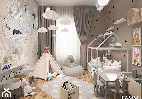 POWRÓT DO DZIECIŃSTWA - Średni brązowy pokój dziecka dla dziecka dla chłopca dla dziewczynki, styl skandynawski - zdjęcie od FAMM DESIGN