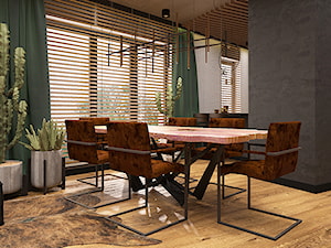 LUBLIN PO MOJEMU - Duża szara jadalnia w salonie, styl industrialny - zdjęcie od FAMM DESIGN