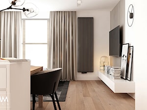 WORONICZA - Średni biały szary salon z kuchnią z jadalnią, styl minimalistyczny - zdjęcie od FAMM DESIGN