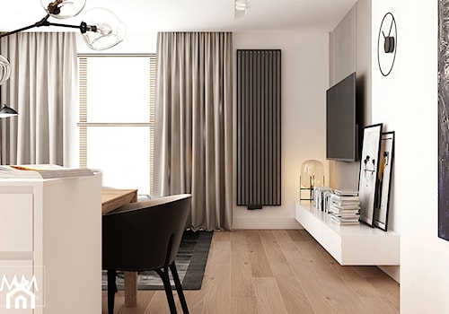 WORONICZA - Średni biały szary salon z kuchnią z jadalnią, styl minimalistyczny - zdjęcie od FAMM DESIGN