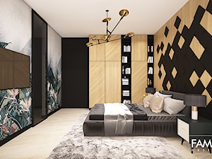 LEGIONOWO - Duża czarna sypialnia, styl nowoczesny - zdjęcie od FAMM DESIGN