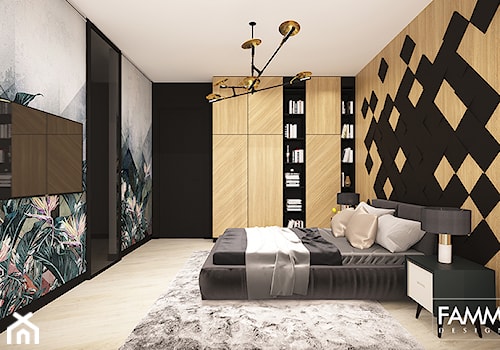 LEGIONOWO - Duża czarna sypialnia, styl nowoczesny - zdjęcie od FAMM DESIGN