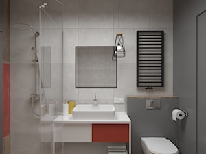 INDUSTRIALNE RETRO - Średnia bez okna z lustrem z punktowym oświetleniem łazienka, styl industrialny - zdjęcie od Dizajnia art - studio projektowe