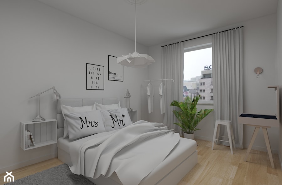 Biała, zmysłowa sypialnia - zdjęcie od Dizajnia art - studio projektowe