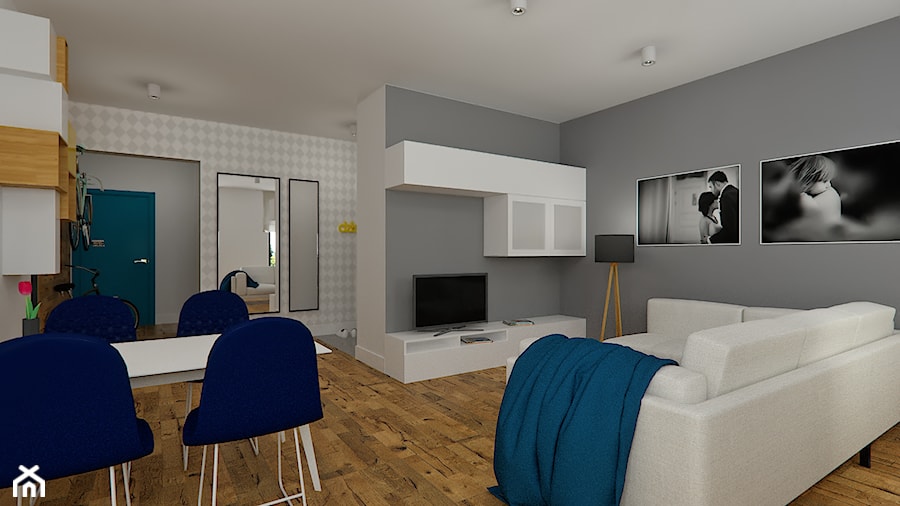 PROJEKT 3D mieszkania na warszawskim Wilanowie - Salon, styl nowoczesny - zdjęcie od Dizajnia art - studio projektowe