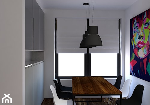 Mieszkanie_06 - Mała biała jadalnia jako osobne pomieszczenie, styl nowoczesny - zdjęcie od JoKDesign