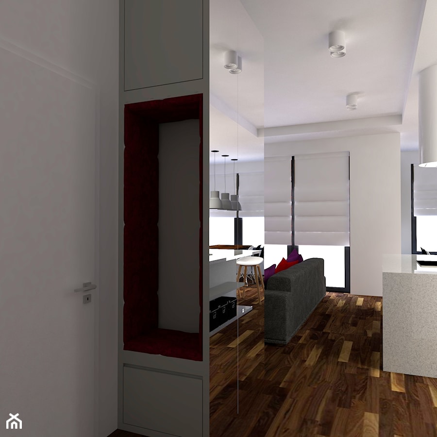Mieszkanie_06 - Średni biały hol / przedpokój, styl nowoczesny - zdjęcie od JoKDesign