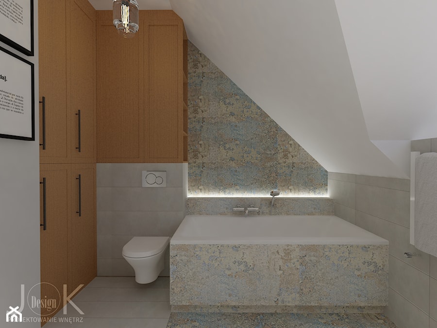 Eklektyczny dom - Mała na poddaszu łazienka, styl tradycyjny - zdjęcie od JoKDesign