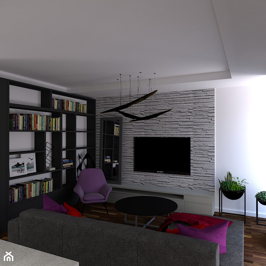 Mieszkanie_06 - Mały biały salon, styl nowoczesny - zdjęcie od JoKDesign