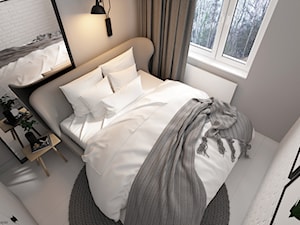 Soft-loft w szarości - Mała biała szara sypialnia, styl minimalistyczny - zdjęcie od ELEMENTY
