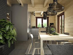 Drewno + szarość - Średnia szara jadalnia w kuchni, styl skandynawski - zdjęcie od ELEMENTY