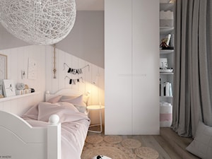 Mieszkanie 2-poziomowe Praska Park - Średni biały szary pokój dziecka dla nastolatka dla dziewczynki, styl skandynawski - zdjęcie od ELEMENTY