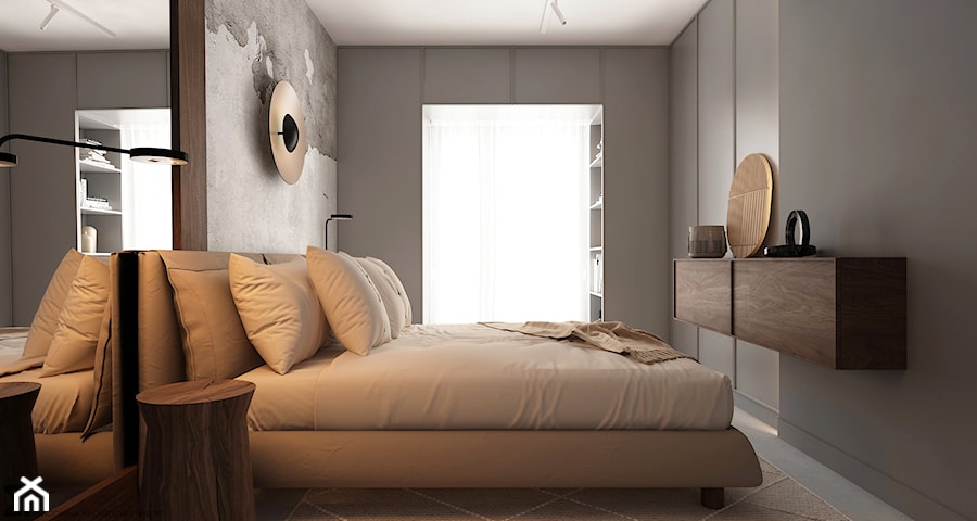 Mieszkanie w kolorystyce taupe + grey - Sypialnia, styl nowoczesny - zdjęcie od ELEMENTY