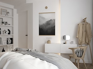 Mieszkanie w Krakowie - Mała biała szara sypialnia, styl skandynawski - zdjęcie od ELEMENTY