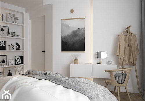 Mieszkanie w Krakowie - Mała biała szara sypialnia, styl skandynawski - zdjęcie od ELEMENTY