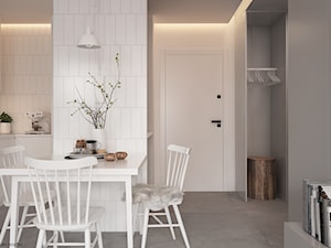 Mieszkanie Praska Park - Mała szara jadalnia w salonie w kuchni, styl skandynawski - zdjęcie od ELEMENTY
