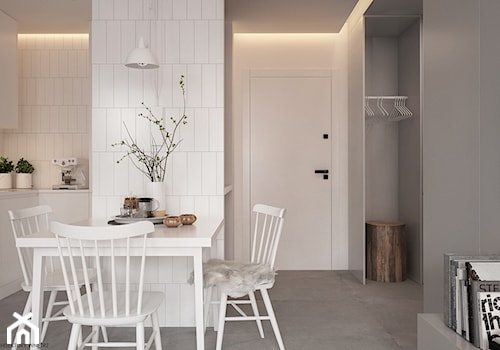 Mieszkanie Praska Park - Mała szara jadalnia w salonie w kuchni, styl skandynawski - zdjęcie od ELEMENTY
