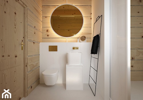 Dom drewniany - Średnia bez okna z lustrem łazienka, styl minimalistyczny - zdjęcie od ELEMENTY