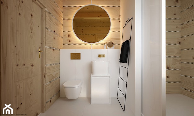 biała łazienka z imitacją drewna