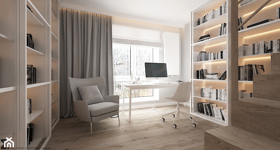 Mieszkanie 2-poziomowe Praska Park - Średnie w osobnym pomieszczeniu białe biuro, styl skandynawski - zdjęcie od ELEMENTY