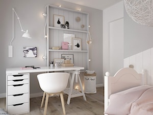 Mieszkanie 2-poziomowe Praska Park - Średni biały szary pokój dziecka dla nastolatka dla dziewczynki, styl skandynawski - zdjęcie od ELEMENTY