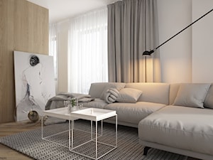 Mieszkanie w Krakowie - Średni szary salon z jadalnią, styl minimalistyczny - zdjęcie od ELEMENTY