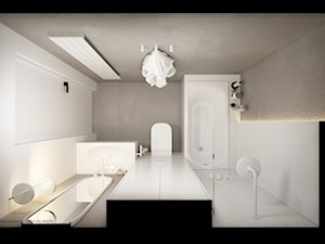 Mieszkanie 2-poziomowe Praska Park - Mała na poddaszu bez okna łazienka, styl minimalistyczny - zdjęcie od ELEMENTY