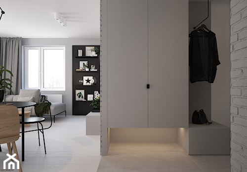 Soft-loft w szarości - Średni z wieszakiem biały szary hol / przedpokój, styl minimalistyczny - zdjęcie od ELEMENTY