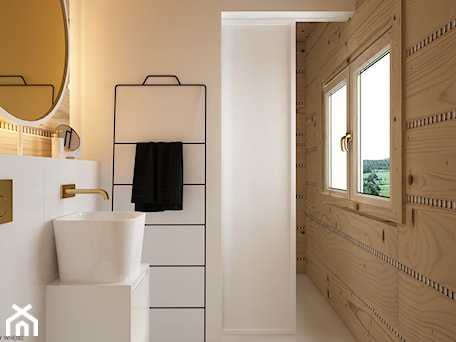 Aranżacje wnętrz - Łazienka: Dom drewniany - Mała łazienka z oknem, styl minimalistyczny - ELEMENTY. Przeglądaj, dodawaj i zapisuj najlepsze zdjęcia, pomysły i inspiracje designerskie. W bazie mamy już prawie milion fotografii!
