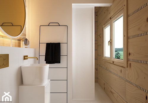 Dom drewniany - Mała łazienka z oknem, styl minimalistyczny - zdjęcie od ELEMENTY