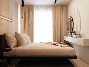 Mieszkanie w Krakowie 2 - Średnia beżowa biała sypialnia, styl nowoczesny - zdjęcie od ELEMENTY