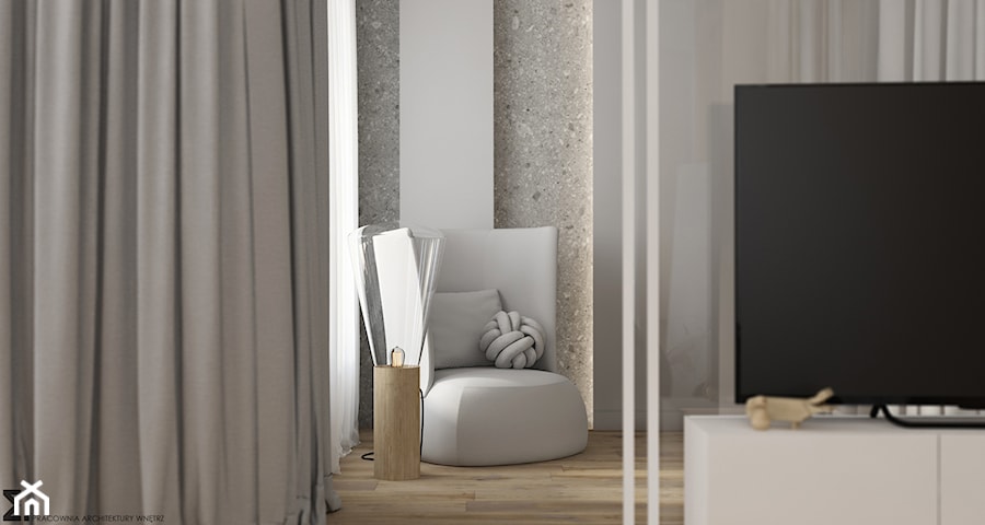 Mieszkanie w Krakowie - Małe białe szare biuro, styl minimalistyczny - zdjęcie od ELEMENTY
