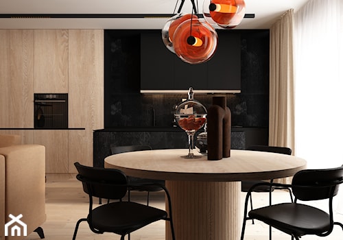 Mieszkanie w Krakowie 2 - Średnia jadalnia w salonie w kuchni, styl minimalistyczny - zdjęcie od ELEMENTY