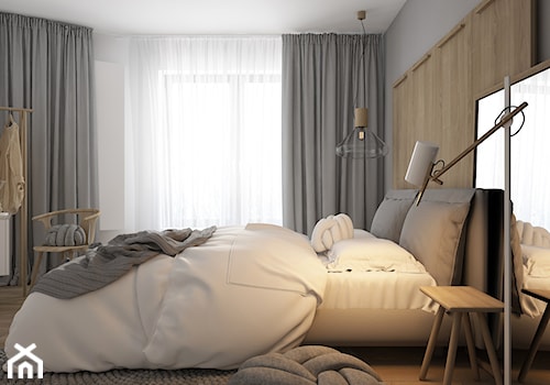 Mieszkanie w Krakowie - Średnia biała czarna sypialnia, styl skandynawski - zdjęcie od ELEMENTY
